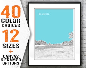 Kingston New Hampshire Poster Print Art Skyline  NH Item T2882