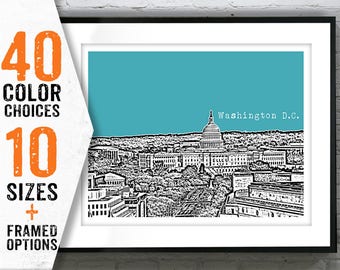 Washington DC Poster Skyline Print Art Capital Building Landscape Item T1384