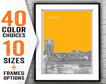 Worms Skyline Poster Art Print Germany Item T2018