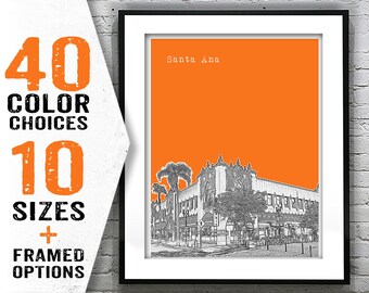 Santa Ana California Skyline Poster Art Print CA Item T1930