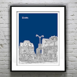 Mesa Arizona Downtown Poster Print Art Skyline Version 1
