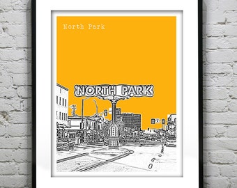 North Park San Diego California Skyline Art Print Poster CA Item T2228