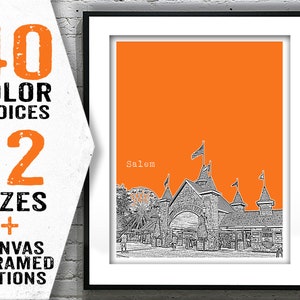 Salem NH Skyline Poster Art Print New Hampshire Version 2 Canobie Lake Park