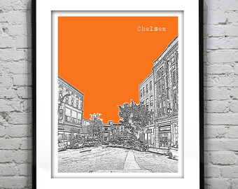 Chelsea Skyline Poster Art Print  Massachusetts MA Item T2297