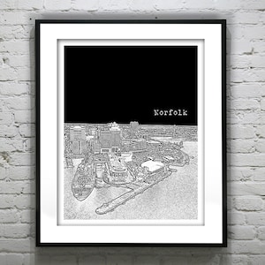 Norfolk Virginia Poster Art Skyline Print VA Item T1263