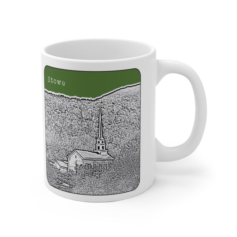 Stowe Vermont Coffee Cup Mug VT Skyline Art Etsy