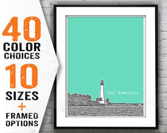Key Biscayne Skyline Poster Art Print Florida Keys Miami Marathon Key West FL Item T1425