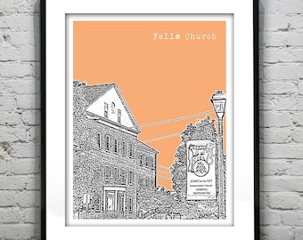 Falls Church Virginia Poster Art Skyline VA