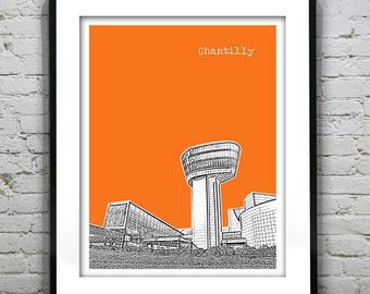 Chantilly Skyline Poster Art Print Virginia VA Udvar Hazy Center Version 1