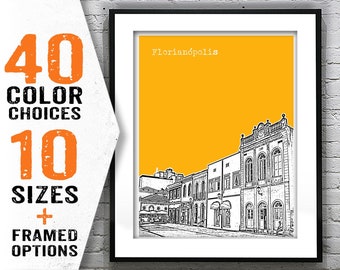 Florianopolis Poster Print City Skyline Art Brazil Item T1949