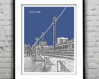 Donetsk Skyline Poster Wall Art Print Ukraine Item T1300