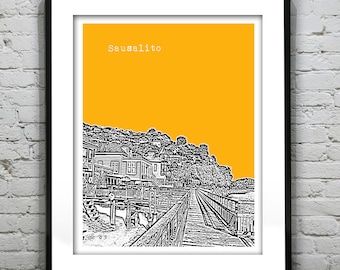 Sausalito Skyline Poster Art Print California CA Item T4521