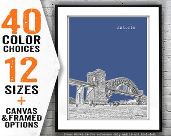 Astoria New York City Hells Gate Bridge Skyline Poster Art Print NYC Item T4044