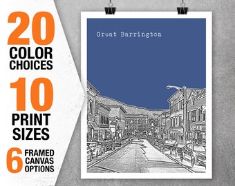 Great Barrington Massachusetts Skyline Poster Art Print MA Item T5478