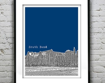 South Bend Indiana Poster Art Skyline Print Version 2