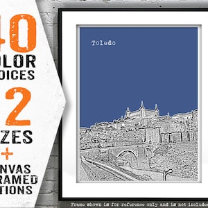 Toledo Spain Poster Alcazar of Toledo Art Print Skyline Item T4162