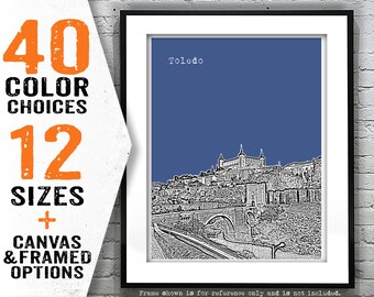 Toledo Spain Poster Alcazar of Toledo Art Print Skyline Item T4162