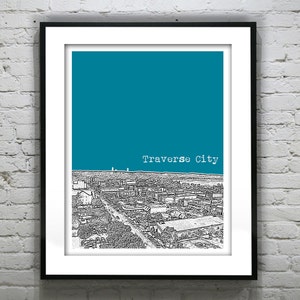 Traverse City Michigan Skyline Art Print Poster MI