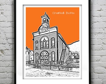 Crested Butte Skyline Poster City Art Print Colorado CO Version 2