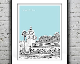 Camarillo California Skyline Poster Print Art California CA Version 2