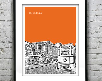 Curitiba Brazil Skyline Poster Art Print  South America Version 2