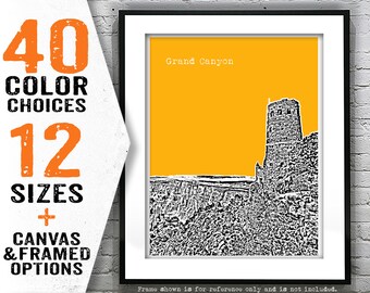 Grand Canyon South Rim Watchtower Skyline Poster Art Print Arizona Item T4802