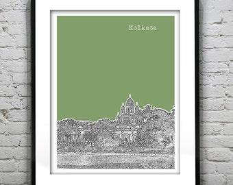 Kolkata Calcutta Skyline Poster Art Print India