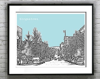 Morgantown WV Skyline Poster Art Print  West Virginia Item T2495