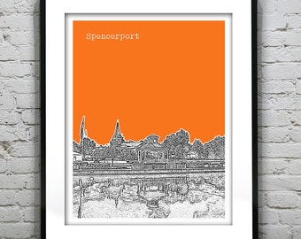 Spencerport New York Poster Print Art Skyline NY