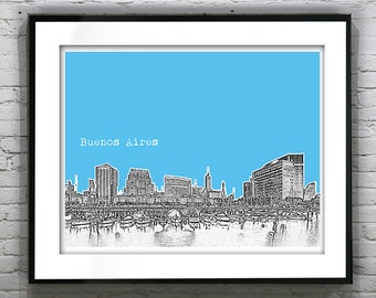Buenos Aires Argentina Skyline Poster Art Print   Wide