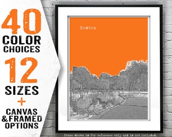 Boston Public Gardens Massachusetts Skyline Poster Art Print MA Item T5176