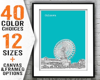 Okinawa Japan American Village Skyline Poster Art Print Travel Item T5026