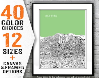 Mammoth Poster Art Skyline Print Item California Mammoth Lakes T4852