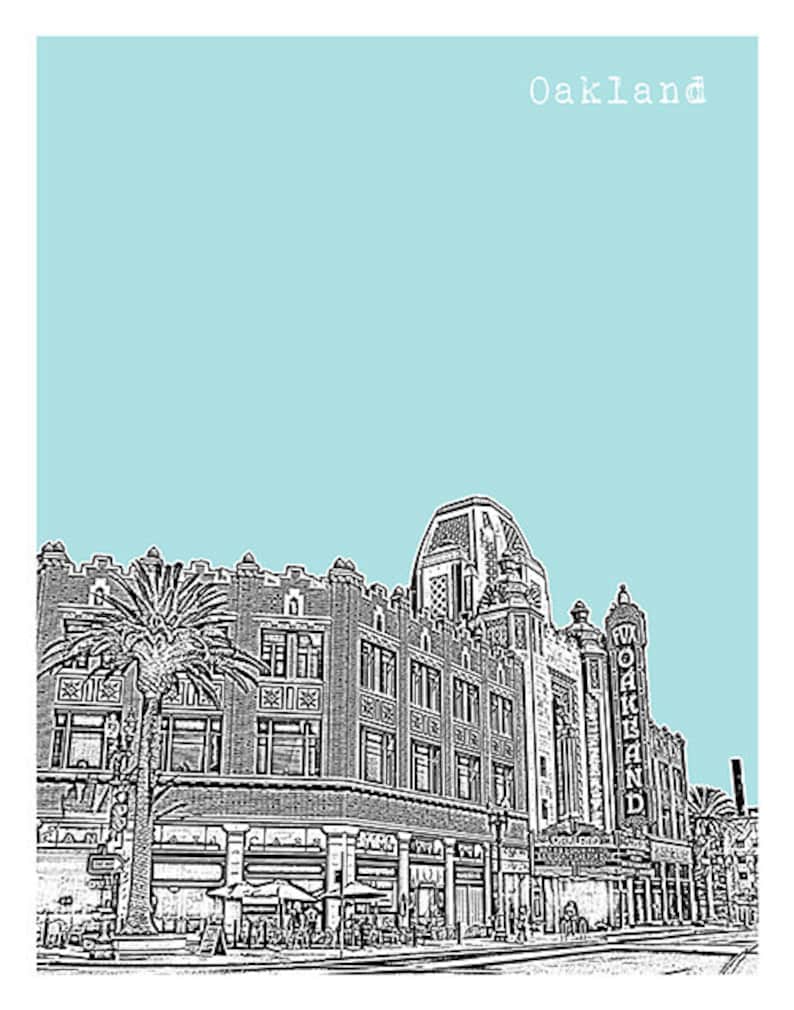 Oakland California Skyline Poster Art Print California CA Etsy