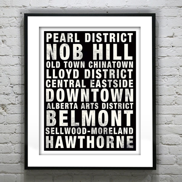Portland Oregon Subway Poster Print Art Skyline OR Typography Print Item T4439