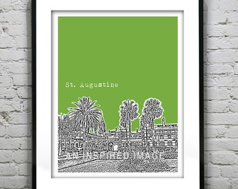 St. Augustine Poster Art Print  Flagler College Florida FL Item T1199