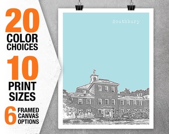 Southbury Connecticut Poster Print Art Skyline CT Item T5331