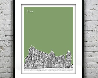 Pisa Italy City Skyline Poster Art Print Version 1