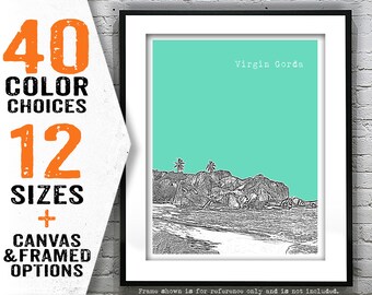 Virgin Gorda Baths British Virgin Islands BVI Skyline Poster Art Print Item T5247