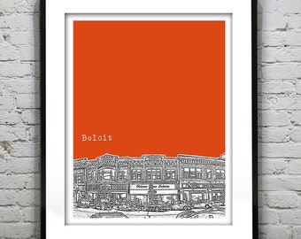 Beloit Wisconsin Poster Print Art  Skyline WI Item T2595