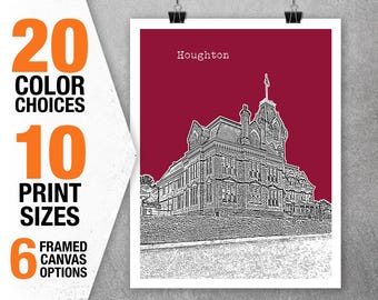 Houghton Skyline Poster Art Print Michigan Item T5530