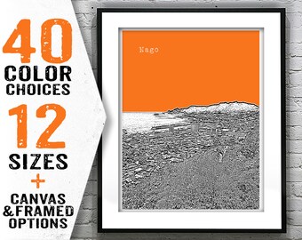 Nago Okinawa Japan Skyline Poster Art Print Travel Item T2843