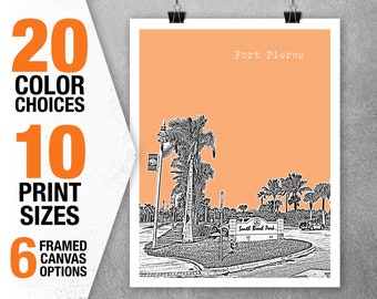 Fort Pierce Skyline Poster Art Print Florida FL Item T5446