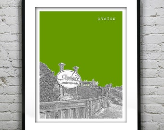 Avalon New Jersey Skyline Poster Print Art NJ Jersey Shore Item T2176