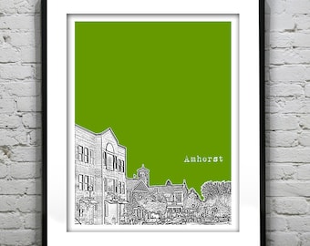 Amherst Massachusetts Skyline Poster Art Print MA Item T2080