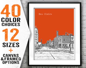 Eau Claire Wisconsin Poster Print Art Skyline Item T5158