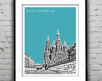 Saint Petersburg Russia Poster The Cathedral of The Resurrection of Christ Art Print Item T1237