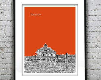 Manteo North Carolina Skyline Poster Art Print NC Version 1