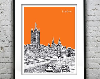 London Skyline Poster Art Print Houses of Parliament Thames Britain England Item T2314