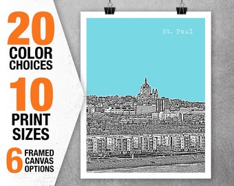Saint Paul Minnesota Poster Art Skyline Print Item T5378
